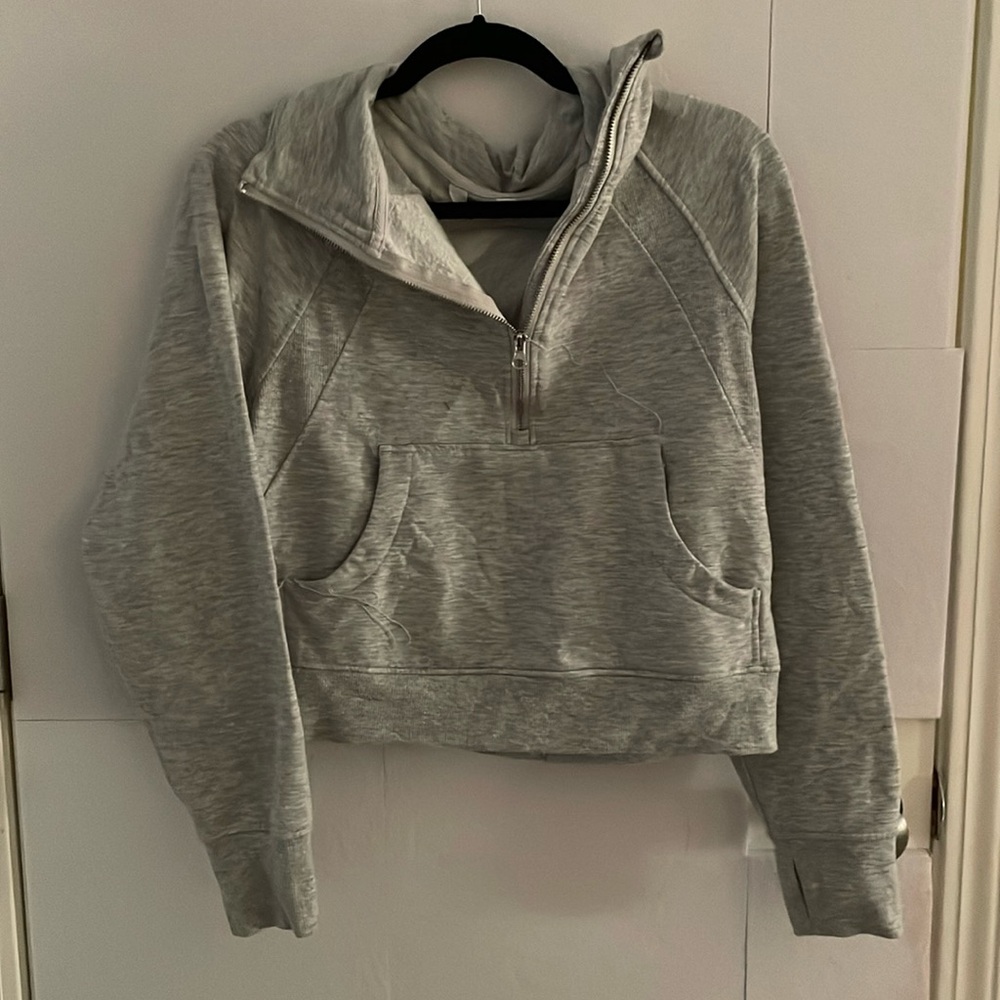 Medium grey cropped half zip sweatshirt